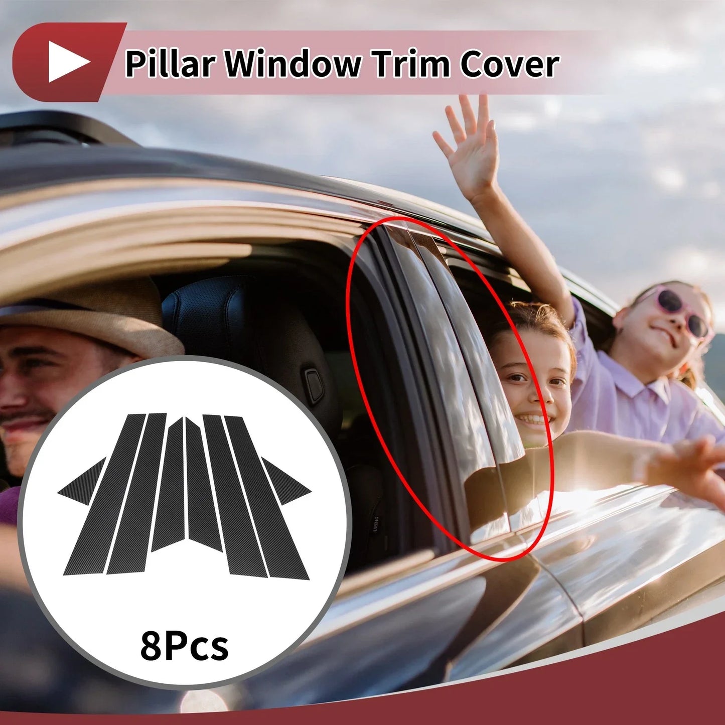 Door Pillar Window Trim for Hyundai Grandeur/Azera 2006-2010 Carbon Fiber