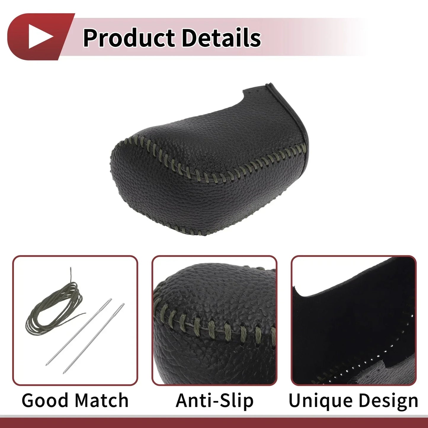 Car Gear Shift Knob Cover for Hyundai Sonata 2011-2014 Black Gray Faux Leather