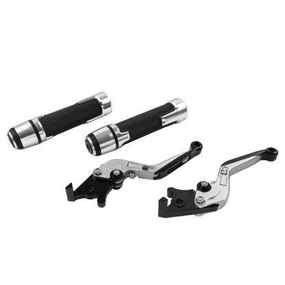 Silver Extendable Brake Clutch Levers & Handlebar Grips for Suzuki GSXR750