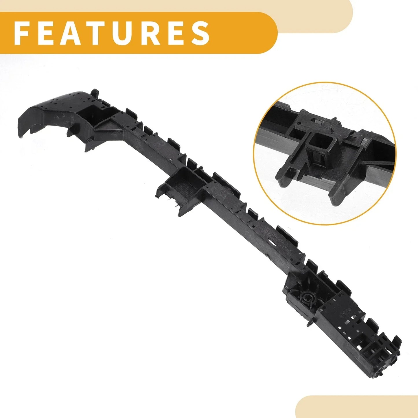 RH Side Rear Bumper Support Bracket for Honda Fit (2015-2017) 1 x Black ABS