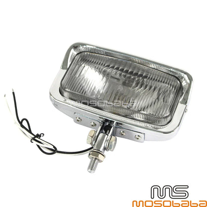 Chrome Square Headlight Assembly for Harley Chopper Cafe Racer Custom