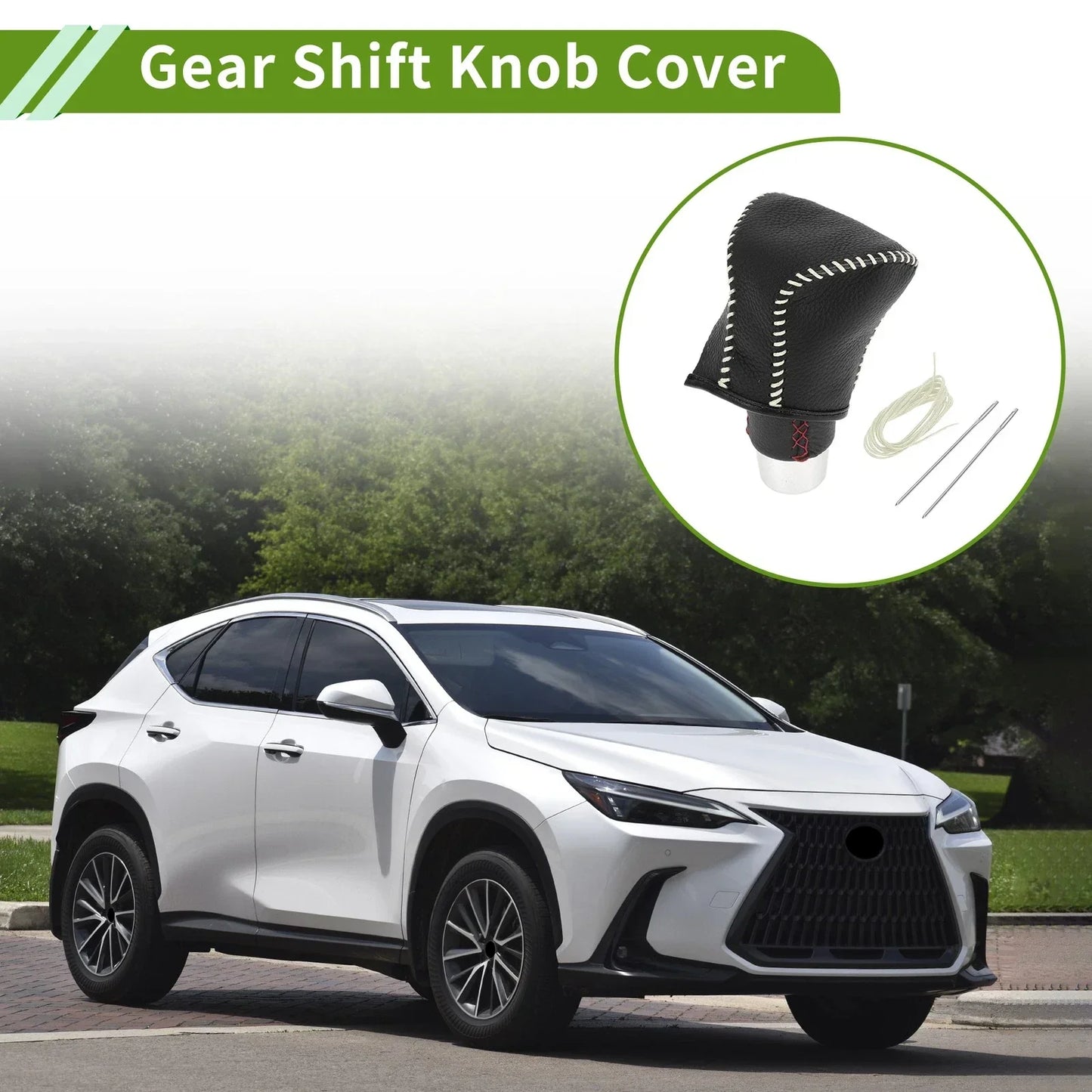 Car Gear Shift Knob Cover for Lexus ES300h 2018-2023 - Pebbled Black Beige