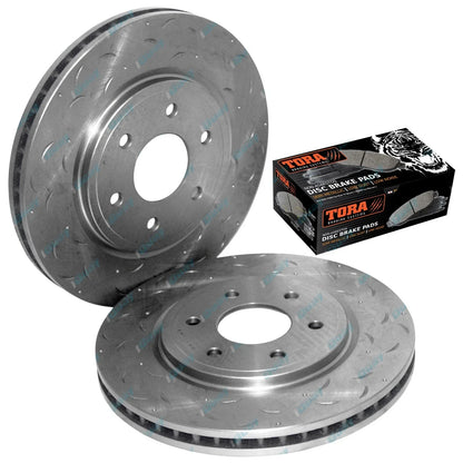 2 Front Brake Rotors + Set Disc Pads Navara D40 Ute 2wd 4x4 2005-12 16" Wheels
