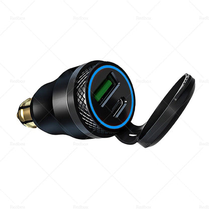 Dual USB Charger Socket for BMW Ducati Motorcycle Hella DIN Type C