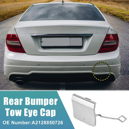 Rear Bumper Tow Hook Cap for Mercedes Benz E-Class (2017-2023) Silver Tone