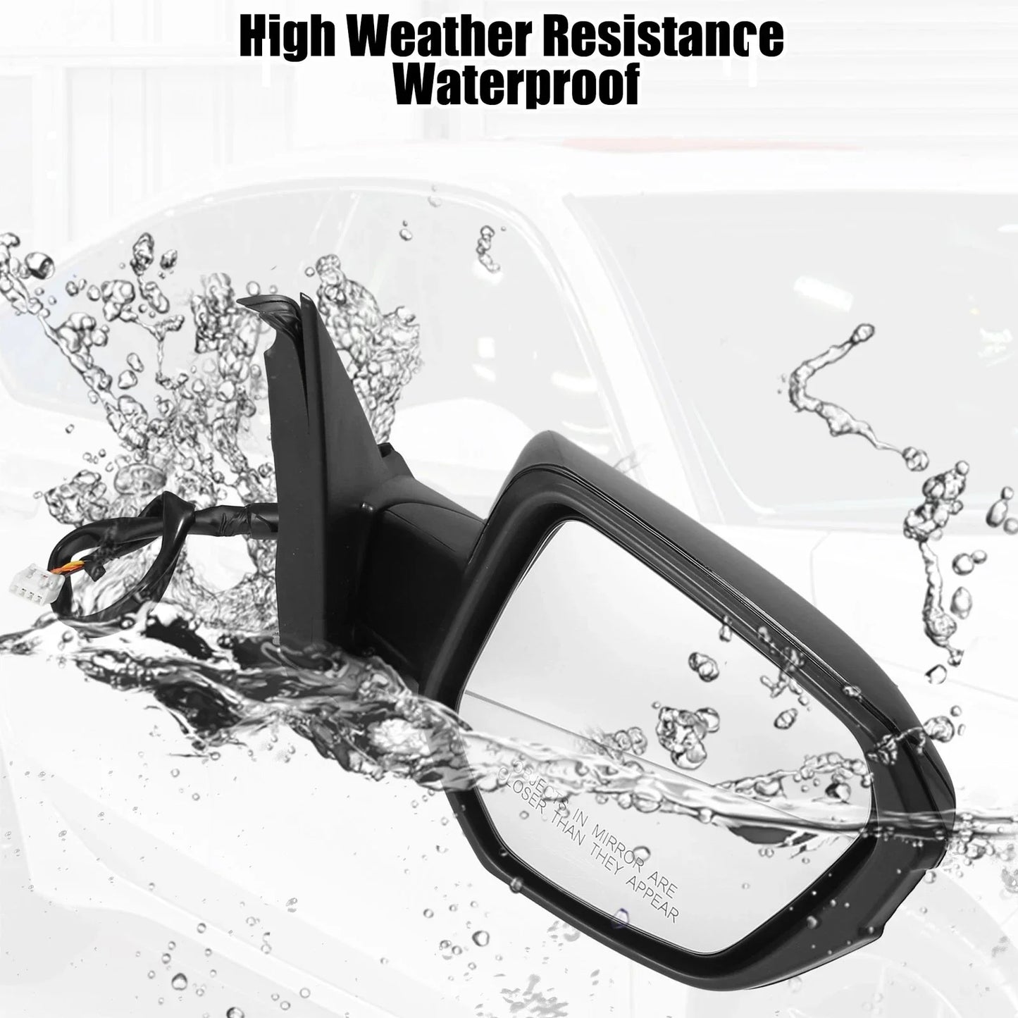 3 Pin Right Side Exterior Door Mirror Assembly Black for Honda Civic (2016-2021)