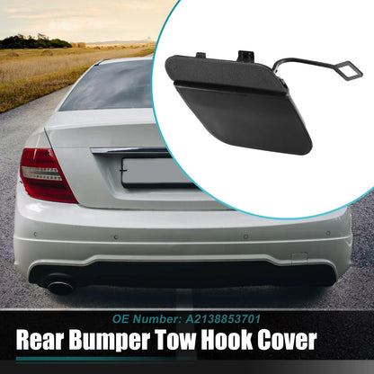Rear Bumper Tow Hook Cap for Mercedes E-Class (2017-2023) Unpainted Black