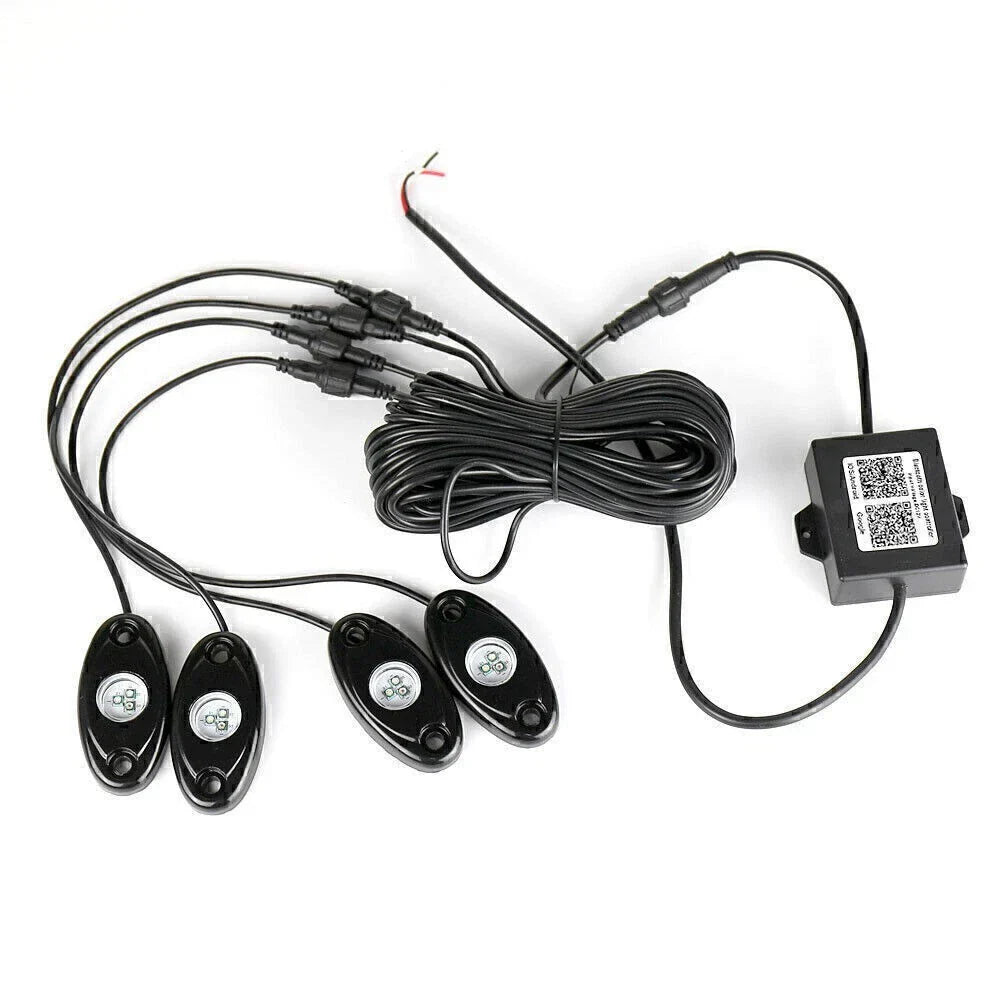 4x RGB LED Rock Lights for Offroad Vehicles - Wireless Music Flashing (N/A)