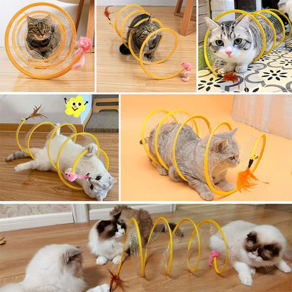 Cat Toy Tunnel for Cats - Folded Tube Interactive Decompression Play (N/A)