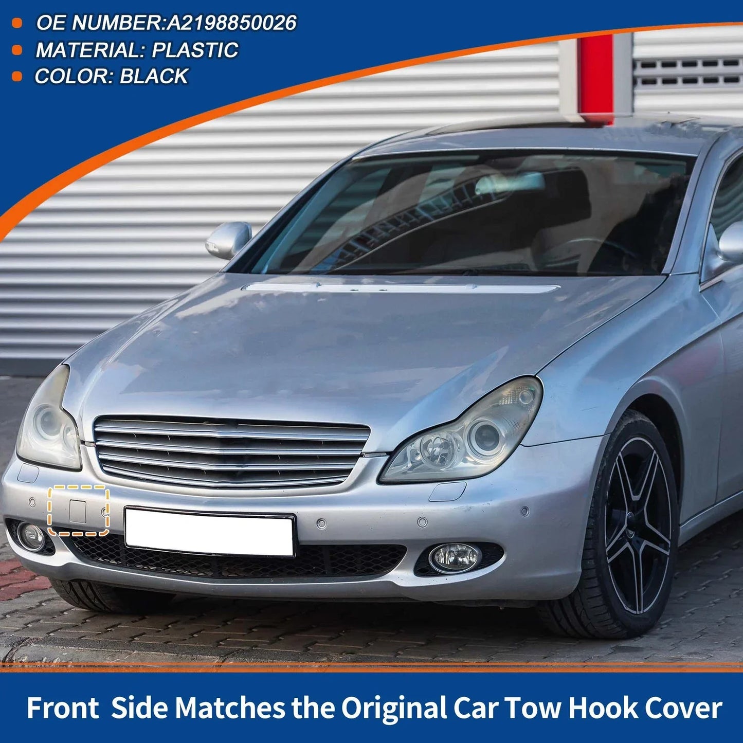 Car Bumper Tow Hook Cover for Mercedes-Benz CLS (2004-2007) Black