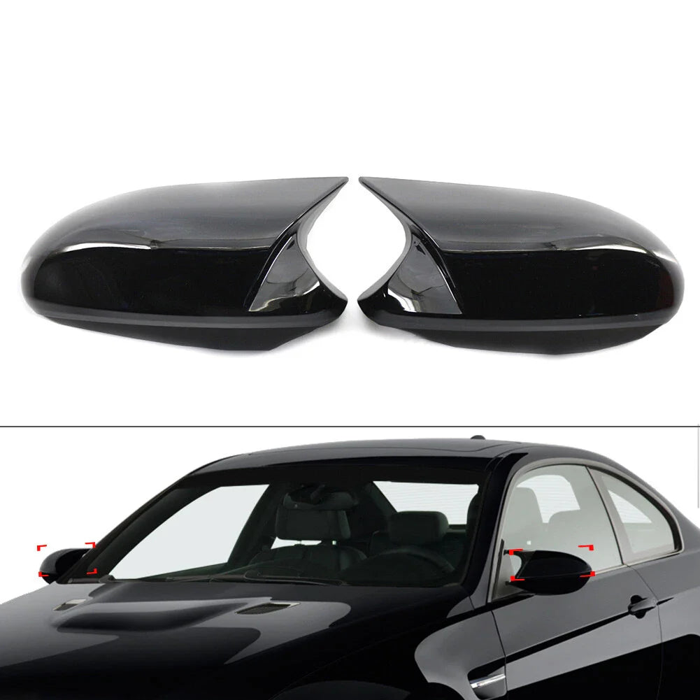 Black Rearview Mirror Cover Caps for BMW E81 E82 E87 E88 E90 E91 E92 (2006-2013)