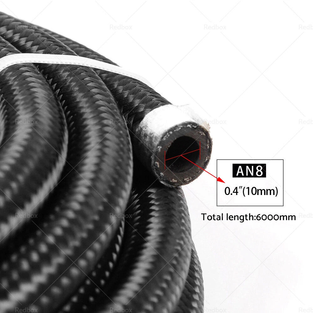 20FT 6M 8AN E85 Stainless Steel Braided PTFE Fuel Line Hose Fittings