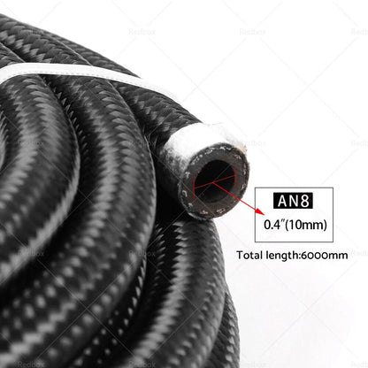 20FT 6M 8AN E85 Stainless Steel Braided PTFE Fuel Line Hose Fittings
