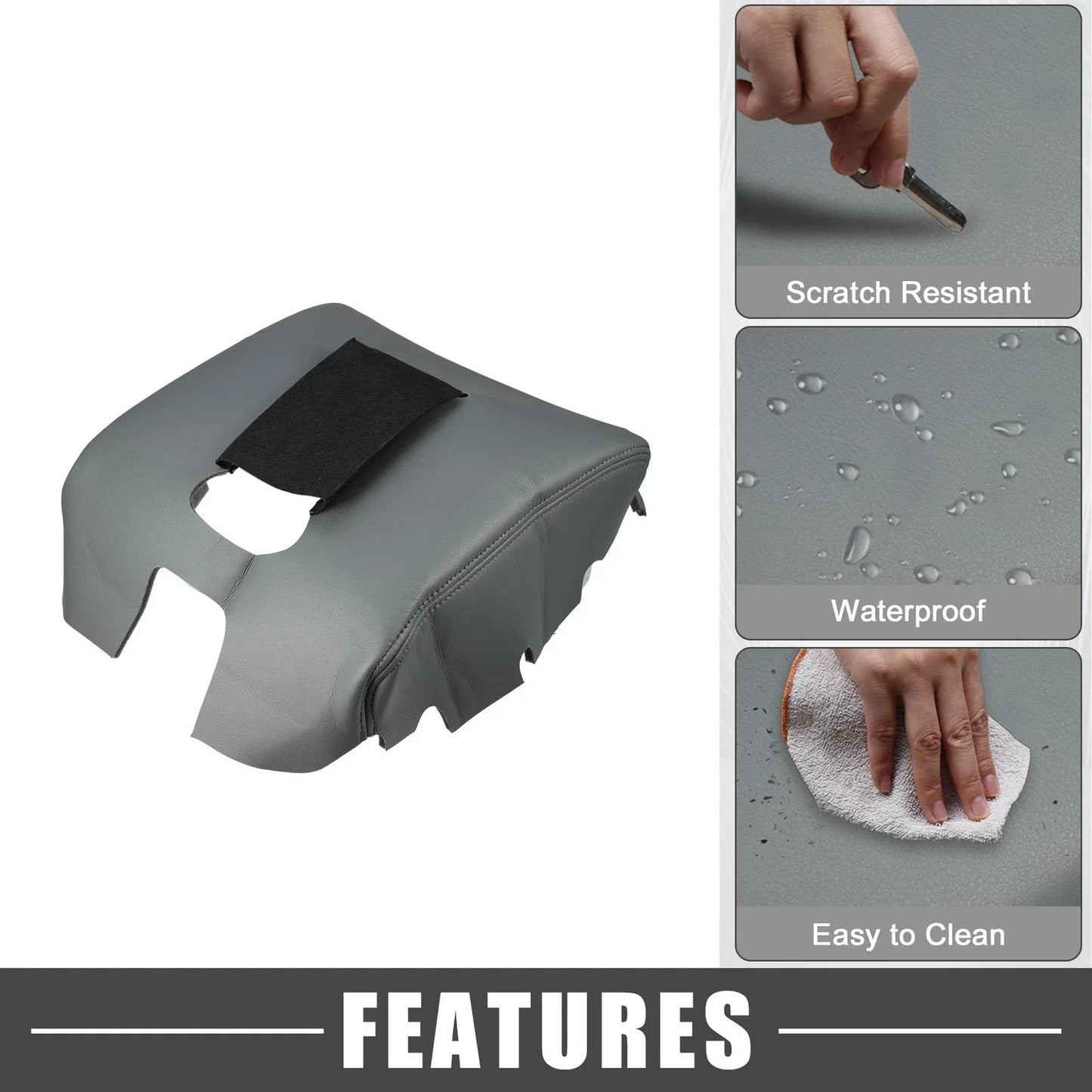 Car Center Console Armrest Cover for Chevy Silverado (2014-2018) Gray