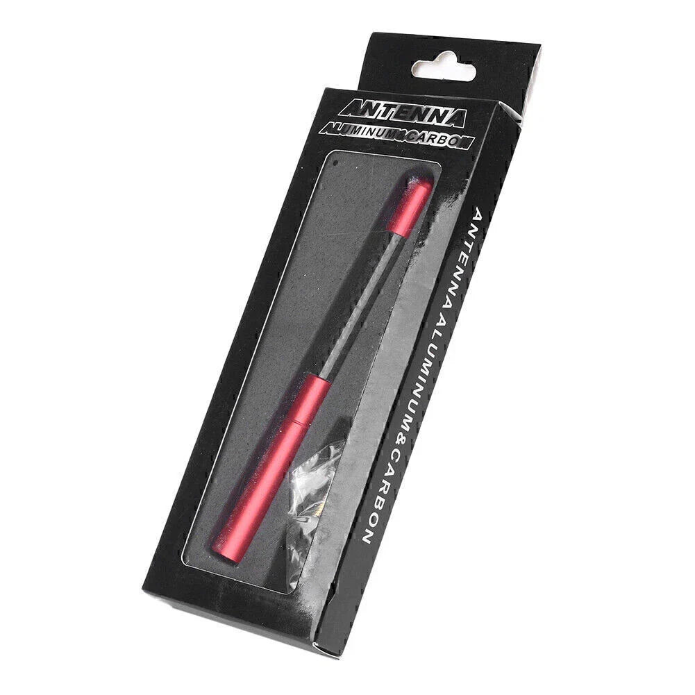 Carbon Fiber FM AM Radio Antenna for Car - Aluminum Metal Red
