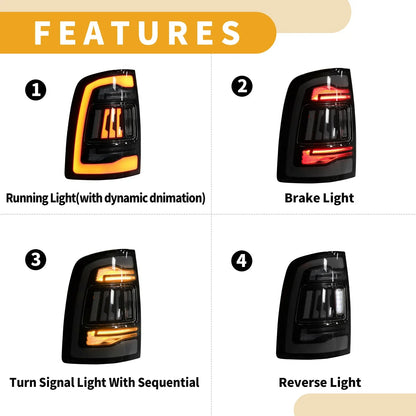 OLED Tail Lights Assembly for Dodge Ram 1500 2500 3500 (2009-2018)