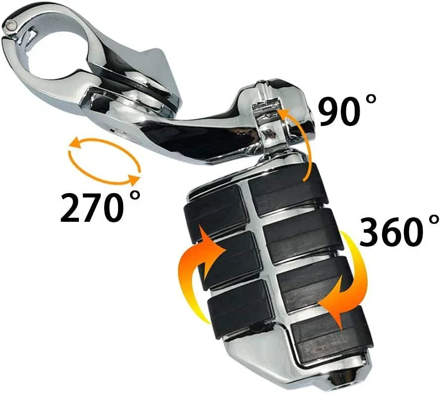Chrome Motorcycle Foot Pegs for Harley (Fits 1.25" Bars)
