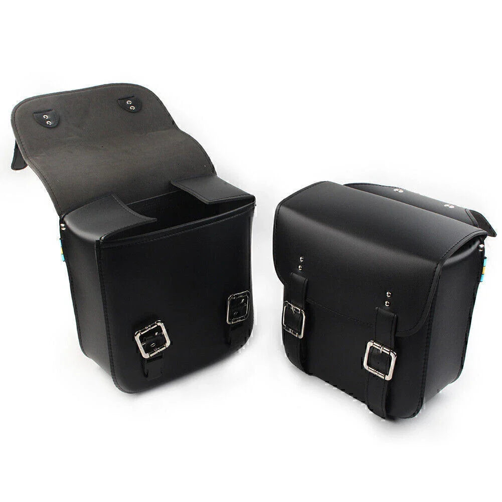 Black Motorcycle Leather Side Saddle Bags for Harley Sportster XL883/1200