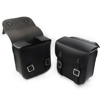 Black Motorcycle Leather Side Saddle Bags for Harley Sportster XL883/1200