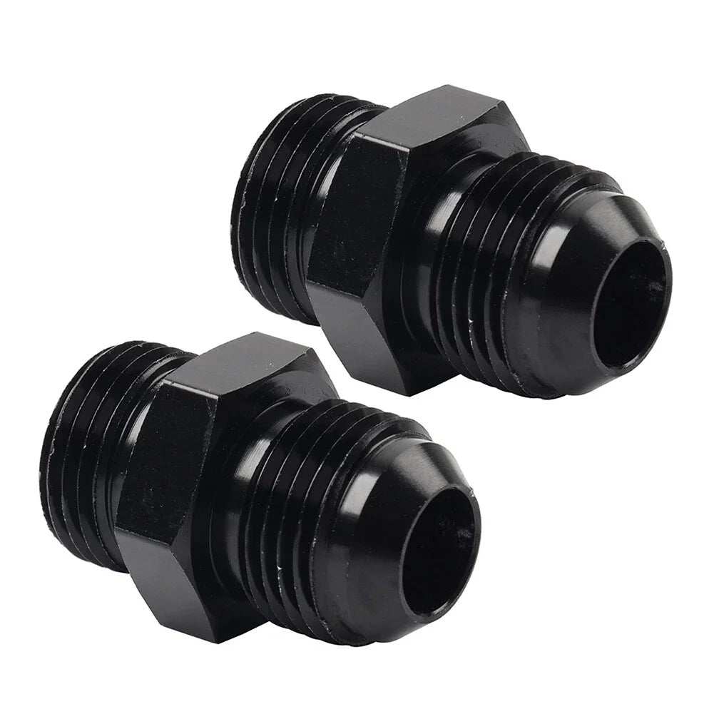Black Aluminum AN10 Flare to 8AN ORB Male Fitting Adapter w/ O-Rings