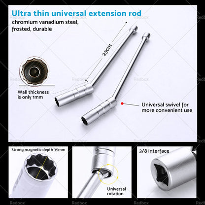 14/16 MM Thin Wall Magnetic Swivel Spark Plug Socket for Car Removal Tools