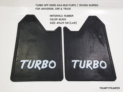 Turbo 4x4 Off-Road Mud Flaps Splash Guards for Universal Car Truck Black Rubber