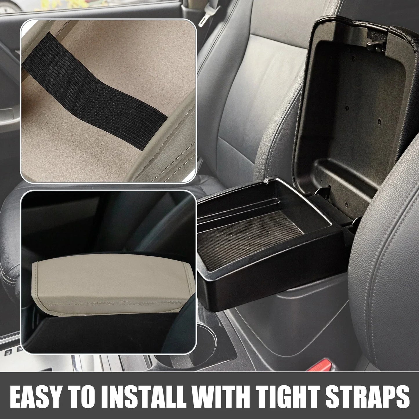 Car Center Console Cover Pad for Hyundai Tucson (2022-2023) Faux Leather Beige