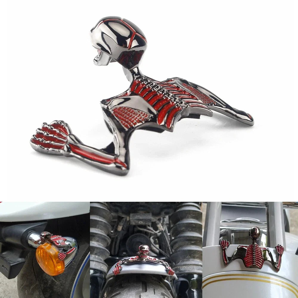 4" Headlight Visor Skull Skeleton Decorative Figure for Harley