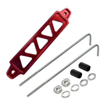 Red Aluminum Car Battery Holder Mount Bracket Kit with J-Hooks