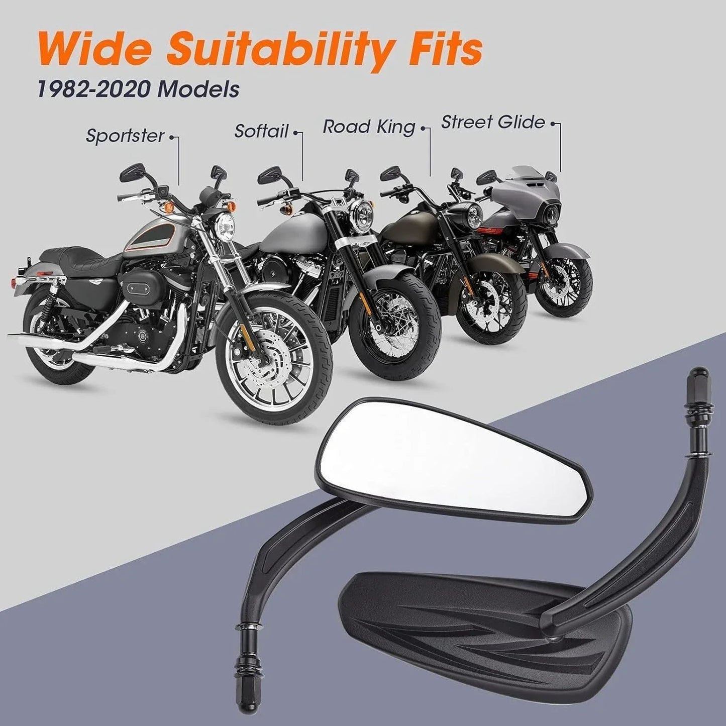 Black Teardrop Mirrors for Harley Dyna Electra Glide (2006-2023)