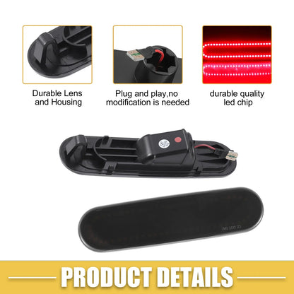 Rear LED Side Marker Light for Honda Civic (2016-2021) - 2 x Red Black Covers