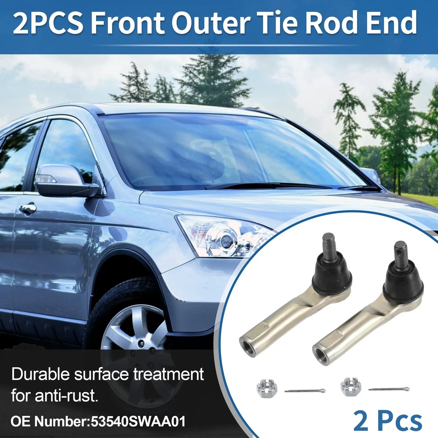 2 x Front Outer Tie Rod End Links for Honda CR-V (2007-2011)