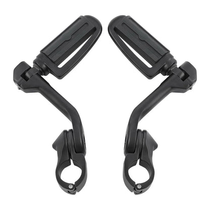 1 1/4 in Highway Bar Footpegs Long Angled Mount Kit for Motorcycle Matte Black
