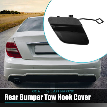 Rear Bumper Tow Hook Cover for Mercedes E-Class (2017-2023) Glossy Black