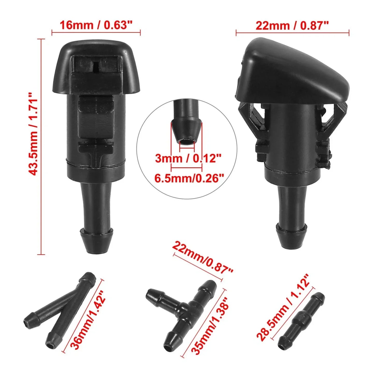 4 x Car Front Windshield Washer Sprayer Nozzles for Dodge (2011-2023)