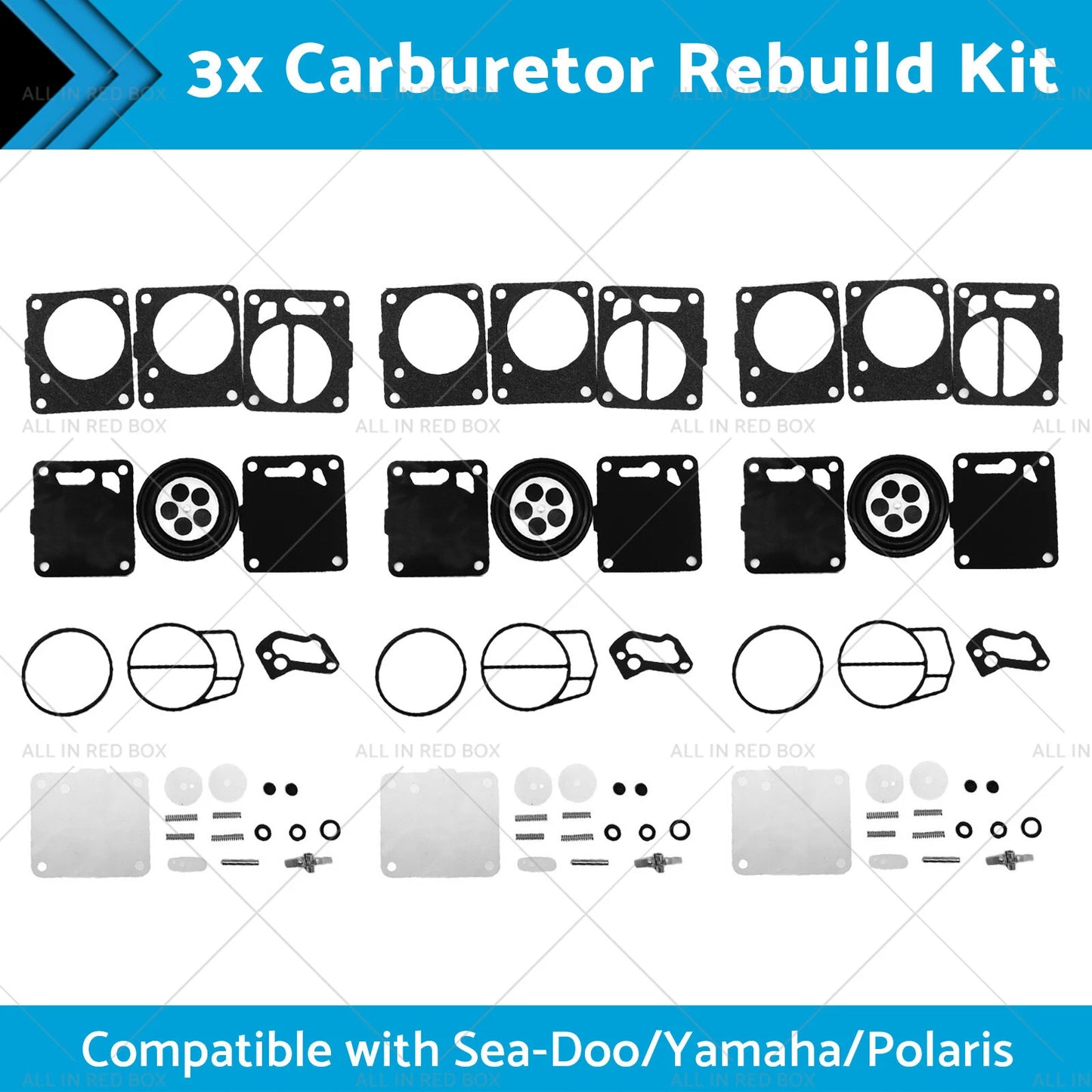 3 x Carburetor Rebuild Kit for Sea-Doo SP SPI SPX HX GS GSI GSX (1990-2002)