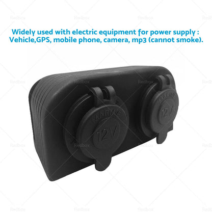 12V-24V Dual Power Socket for Boat Caravan RV - Black
