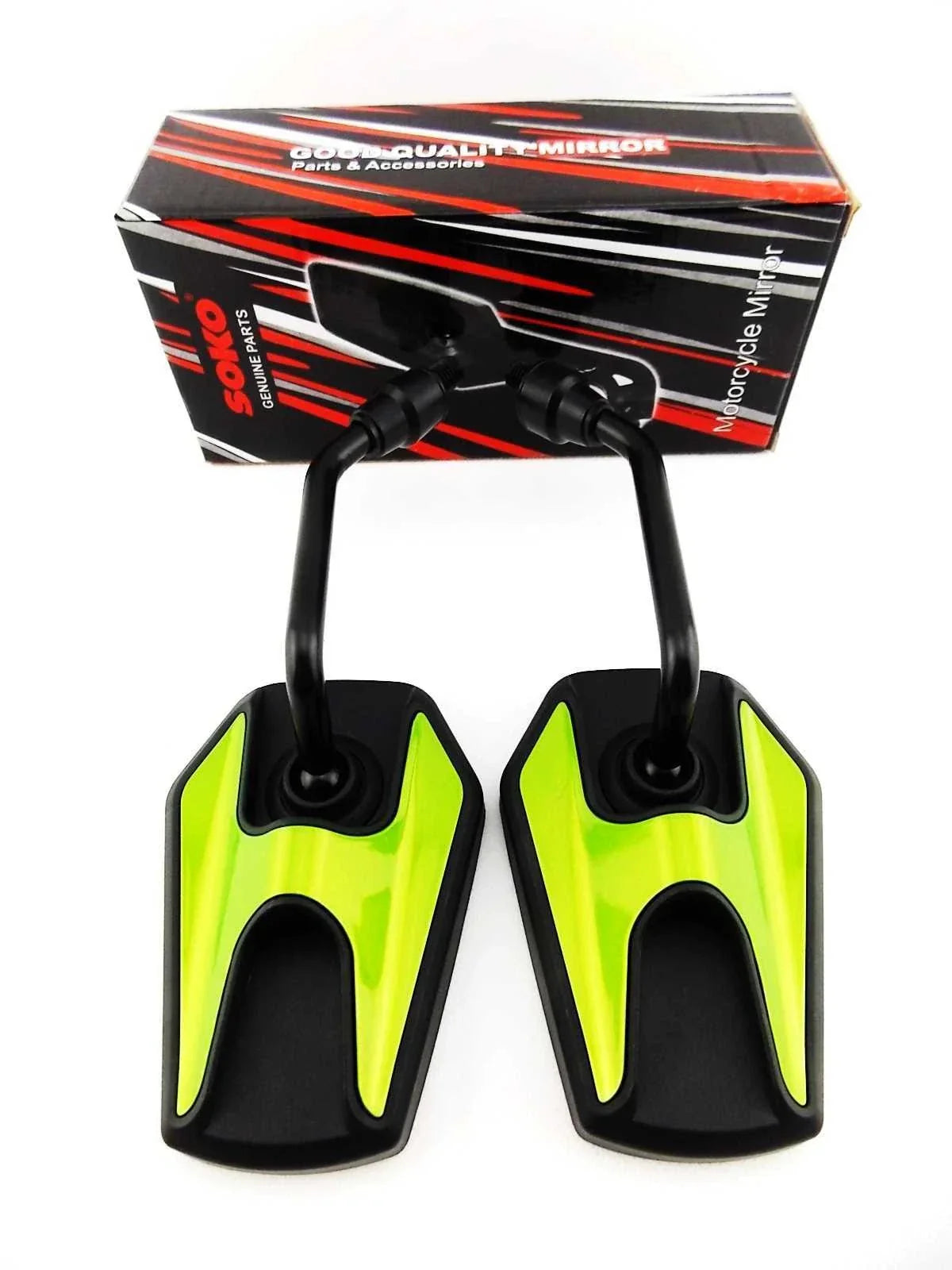 Black Green Hex Soko Mirrors for Suzuki RG125 Wolf (1992-1995)