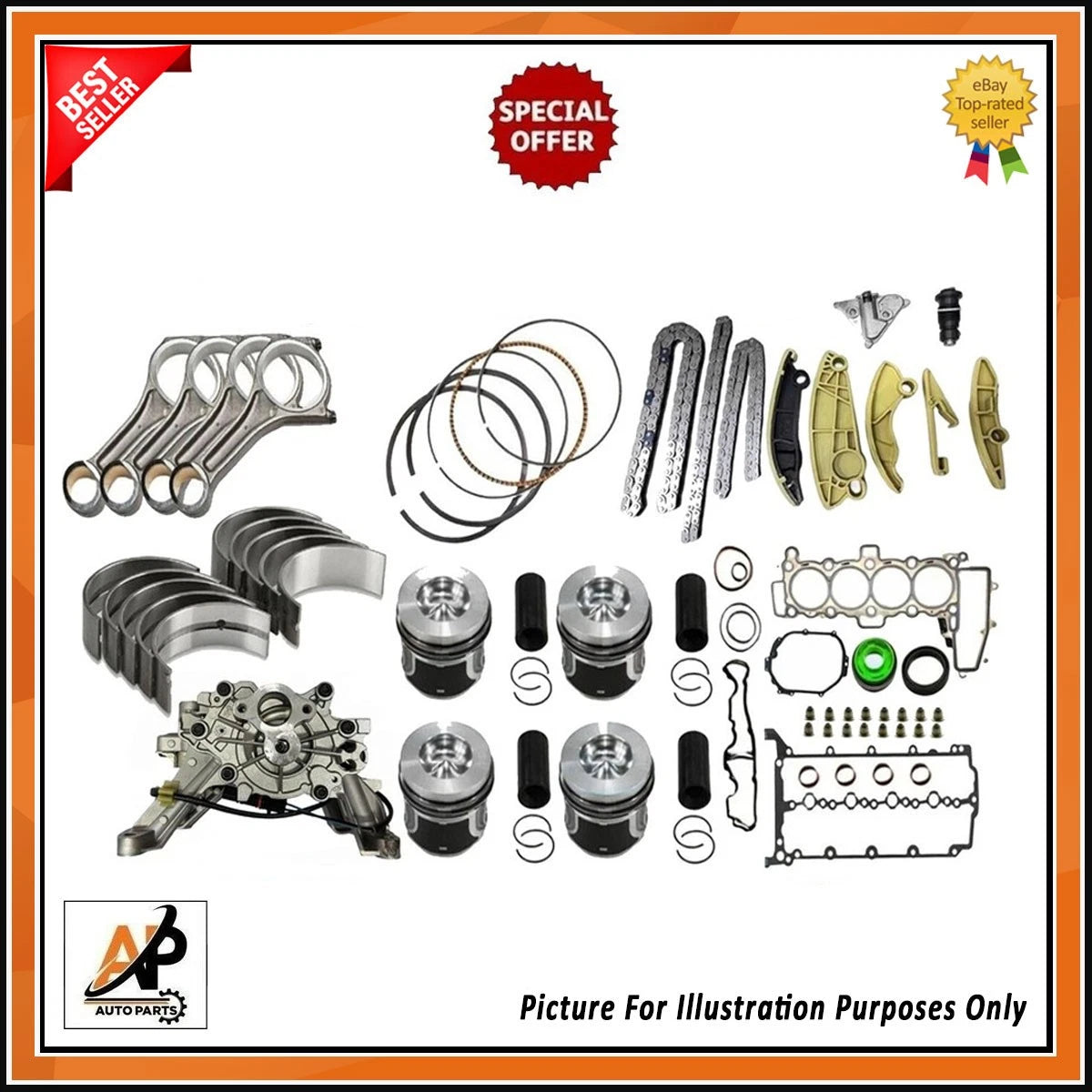 Crankshaft Piston Rebuild Kit for Land Rover Jaguar AJ200 2.0 Diesel (2004–2009)