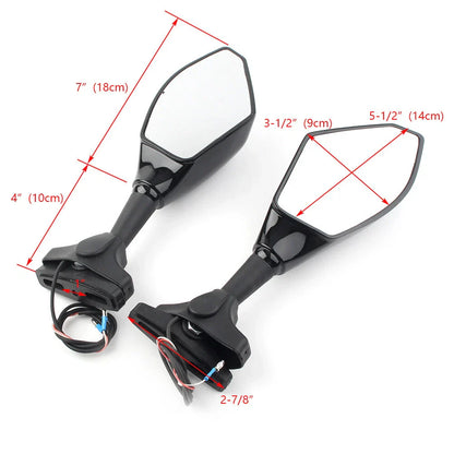 LED Turn Signal Rearview Mirror for Honda Kawasaki Yamaha Suzuki