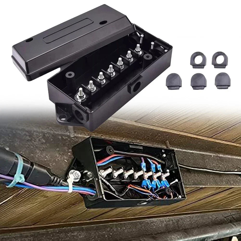 7-Way Electrical Trailer Junction Box, 7-Gang Trailer Wire Connection Box