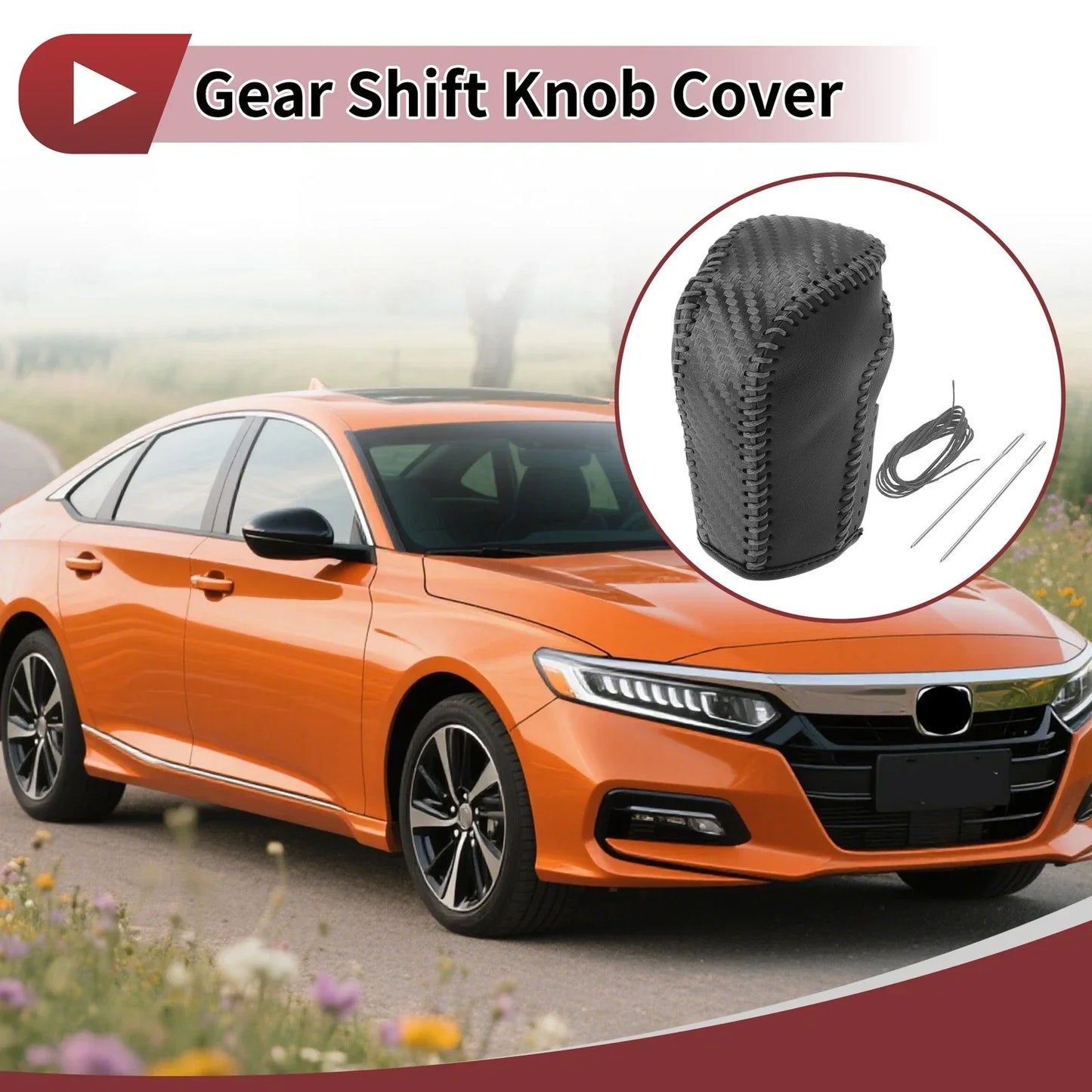 Car Gear Shift Knob Cover for Honda Inspire (2023) - Gray Faux Leather