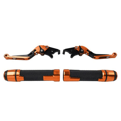 Orange Extendable Brake Clutch Lever Grip Set for Yamaha YZF R3 MT-03 (2015-2023)