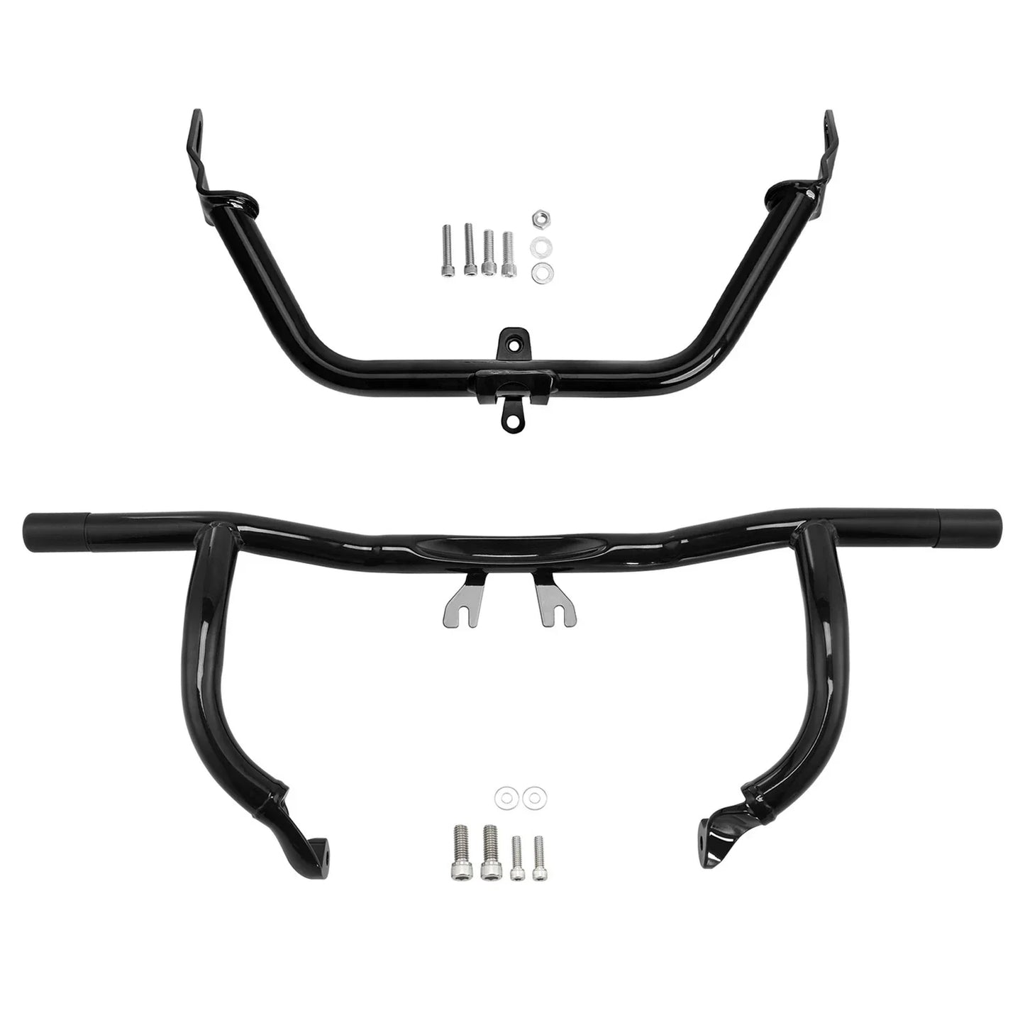 Black Engine Guard Crash Bar & Fairing Bracket for Harley Road Glide (15-24)