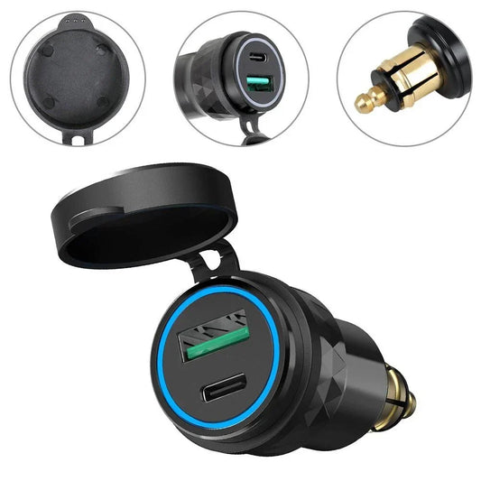 1x Dual USB Charger DIN Socket Adapter for BMW Motorcycle