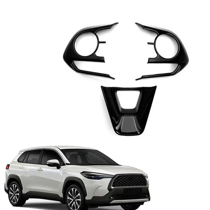 Steering Wheel Trim Cover Frame 3 x For Toyota Corolla (2019-2024) Glossy Black