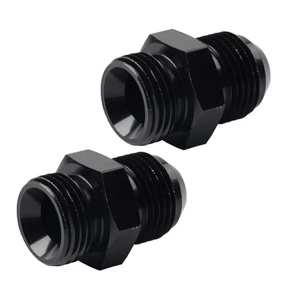 Black Aluminum AN12 Flare to 12AN ORB Male Fitting Adapter w/ O-Rings