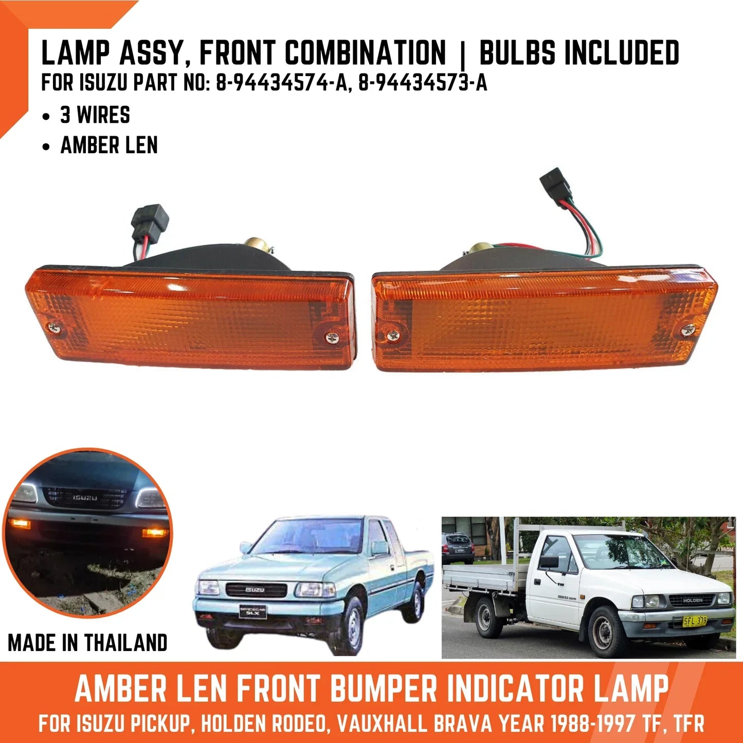 Amber Front Bumper Light Indicator for Holden Rodeo (1988-1997)