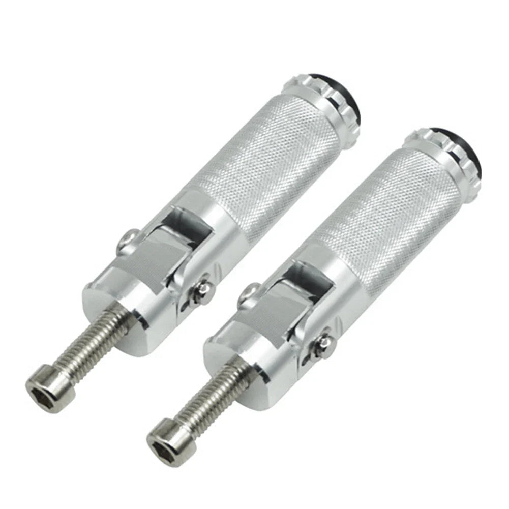 Folding Foot Pegs for Universal Motorcycle Bike - Silver