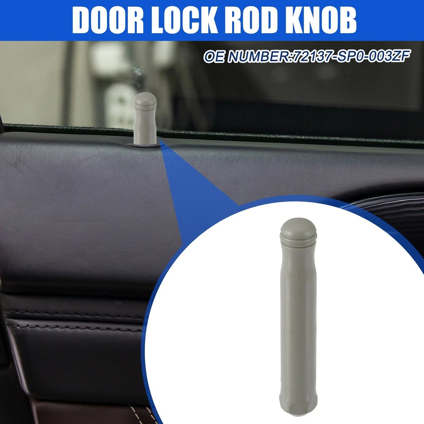 2 x Car Door Lock Rod Knobs Gray for Honda Civic (1996-2000)